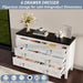 White Dresser for Bedroom Modern: 47" Wide 6 Drawer Dresser with Deep Drawers, Large Chest of Drawers with Metal Handles, Wood Dressers for Living Room, Hallway