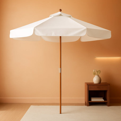 8.2FT Vintage Wood Outdoor Patio Umbrella with a Handy Pulley System