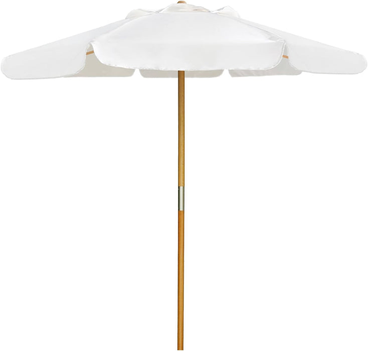 8.2FT Vintage Wood Outdoor Patio Umbrella with a Handy Pulley System