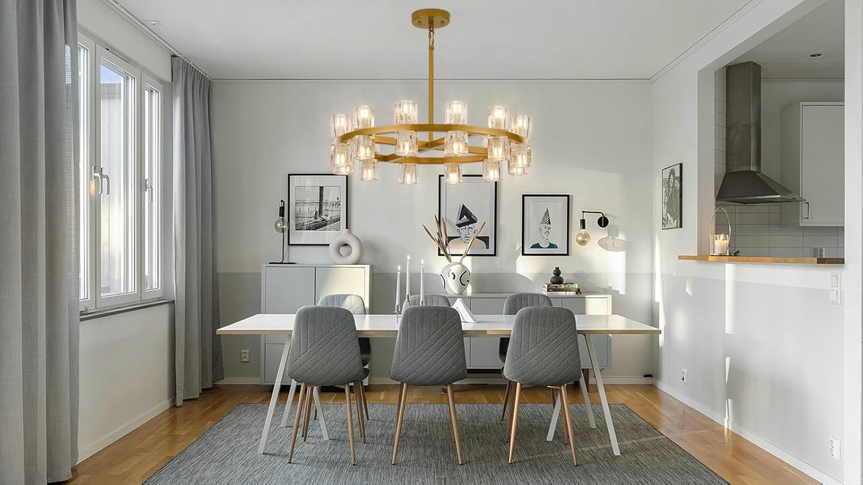 Twenty Four Inch Luxurious Golden Crystal Chandelier
