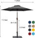 Patio Umbrella, Outdoor Umbrella with Crank