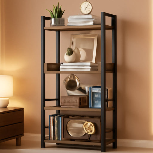Rustic Brown 5 Tier IndustrialStrength Wood Bookshelf