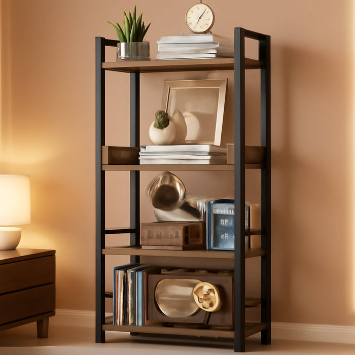 Rustic Brown 5 Tier IndustrialStrength Wood Bookshelf