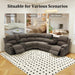 Manul Recliner Sectional Sofa for Living Room, Corduroy Fabric Sectional Reclinig Couch L Shape Recliner Sofa with Cup Holders, Storage Console and Drop down Table (Peanut)