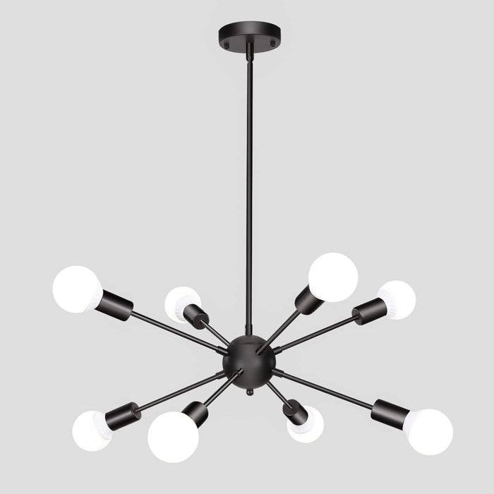 Black Sputnik Chandeliers, 8 Lights Sputnik Light Fixtures Ceiling Hanging, Mid Century Modern Pendant Lighting for Kitchen Island Living Room Bedroom Dining Room Light Fixture