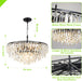 Black Modern round Top K9 Crystal Chandelier Lighting Fixture, 8 Lights round K9 Crystal Adjustable Hanging Lamp for Dining Room Bedroom Living Room,Hallway,Bar,Kitchen W24'