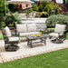 5-Piece Patio Conversation Set, Swivel Chairs Loveseat Khaki