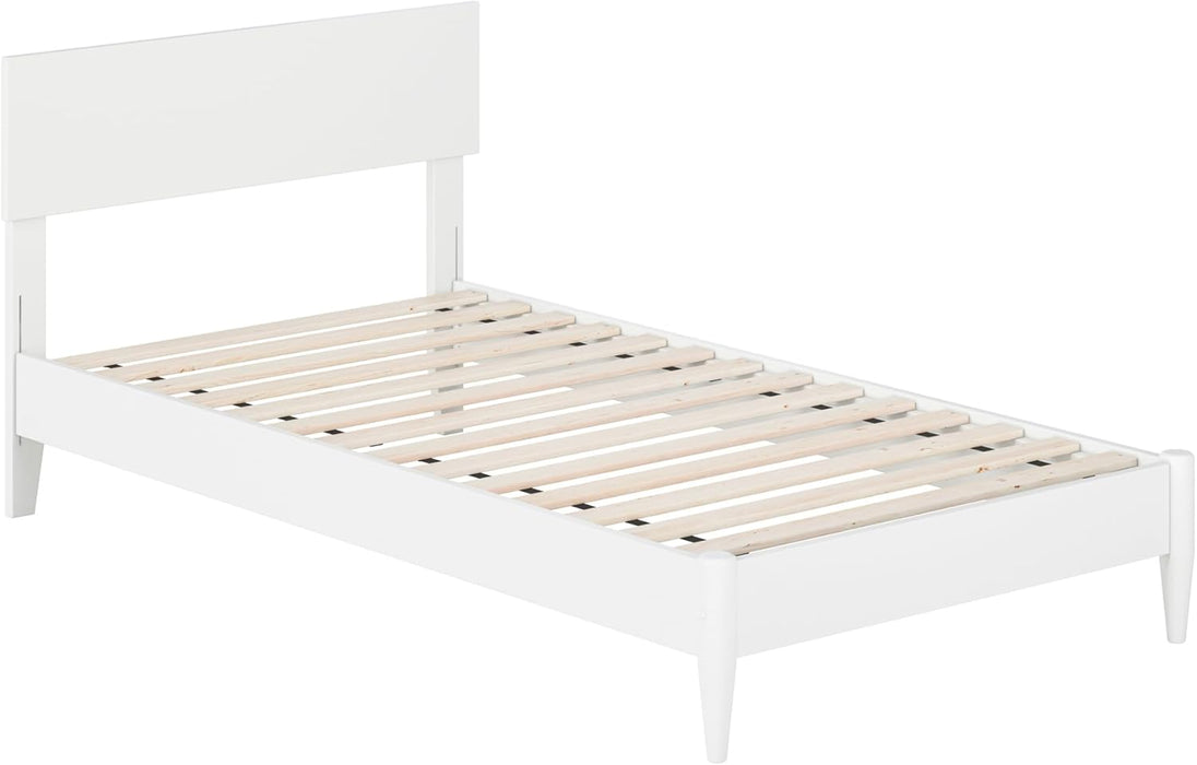 , Aria Twin Solid Wood Modern Low Profile Platform Bed, White