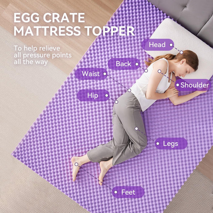 2 Inch Egg Crate Memory Foam Mattress Topper, Twin Size