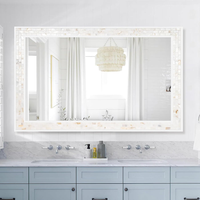 30 X 48 Inch Bathroom Mirror, White Large Mosaic Vanity Mirrors
