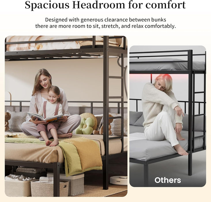 ObsidianBlack Triple Bunk Bed With Charging Station