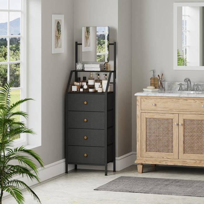 Black Dresser With Adjustable Mirror For Smallspace