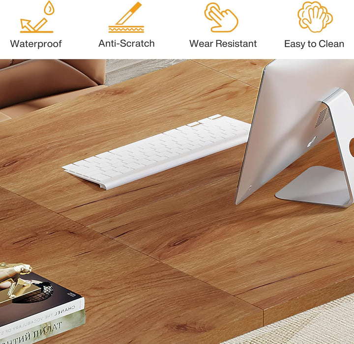 Modern Executive Desk, 70.9" Large Office Computer Desk, Conference Table Meeting Room Table, Simple Workstation Business Furniture for Home Office, Brown
