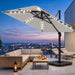 10×10FT Solar LED Cantilever Umbrella with Base Included, Double-Top Outdoor Patio Offset with 360 Degree Rotation, round Offset Hanging Umbrella for Garden Deck Pool, Light Grey