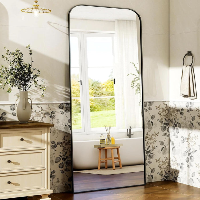 28"X71" Full Length Mirror Floor Mirrors Freestanding Hanging or Leaning Large Mirrors Full Body Mirror with Stand for Cloakroom, Bedroom, Living Room, Black