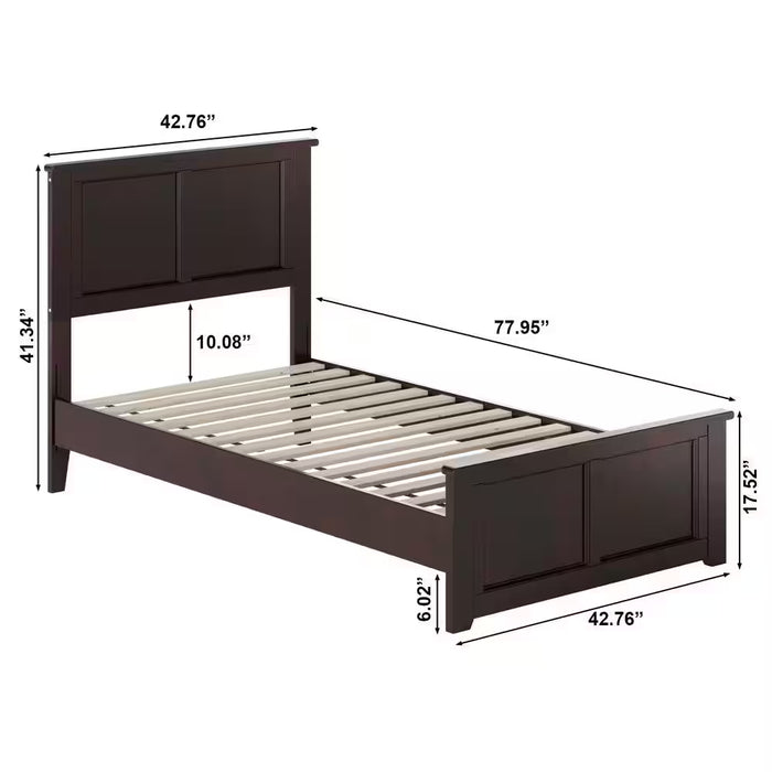 Charlotte Espresso Black Solid Wood Frame Twin Low Profile Platform Bed with Matching Footboard