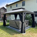 12 Ft. X 14 Ft. Light Gray Aluminum Power-Coated Frame Galvanized Steel Double Roof Hardtop Gazebo,Hooks Netting Curtain