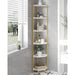 Corner Shelf Stand, Corner Bookshelf, Storage Standing Shelf Unit with Metal Frame, Plant Stand, Corner Bookcase for Living Room, Home Office, Bedroom, 6-Tier White Gold CS06003A