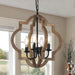 Wood Chandelier Farmhouse FourLight Rustic Brown 15In