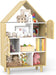 Natural Wood House Shaped Kids Dollhouse Bookshelf