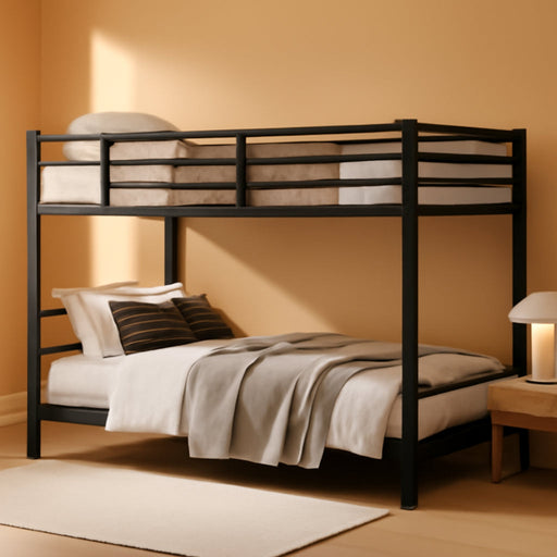 Twin over Twin Low Profile Metal Bunk Bed for Kids & Teens | 53.9" Low Profile, 400 Lbs Each Bunk, 12.8" Guardrails, Quiet Steel Frame, No Box Spring