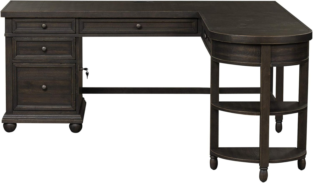 L Shaped Workstation With Integrated Charging Ports