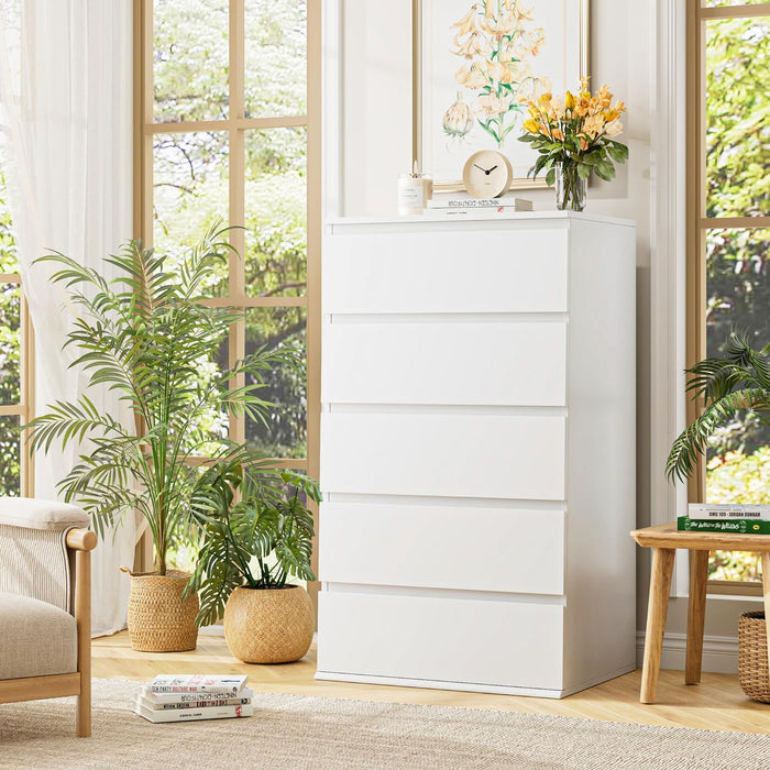 White 5-Drawer Dresser with Large Space