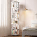 Round 6-Tier Rotating Bookshelf Snow-White On Wheels