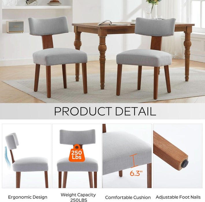 Modern Farmhouse Oval Dining Table Set for 4, 71 Inch Wood Grain Kitchen Table & Gray Upholstered Dining Chairs with Curved Back & Solid Wood Legs, Kitchen Living Room Furniture Set(Walnut)