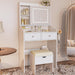 Vanity, Small Vanity Desk with Sliding Mirror, Dimmable LED Lights, 2 Drawers,Vanity Table Ideal for Bedroom (White)