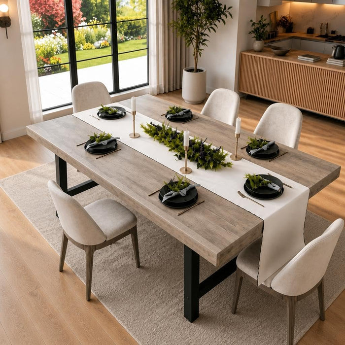 71''Industrial Dining Table for 6-8 People，Large Kitchen Table