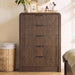 Fluted Wood Dresser 5 Drawers 48" Tall Curved Modern Chest Organizer