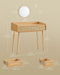 Vanity Desk with Mirror and Lights, Boho Makeup Vanity Table with 3 Rattan-Look Drawers, Dimmable Touch Control Light with 3 Color Temperatures, for Bedroom, Oak Beige