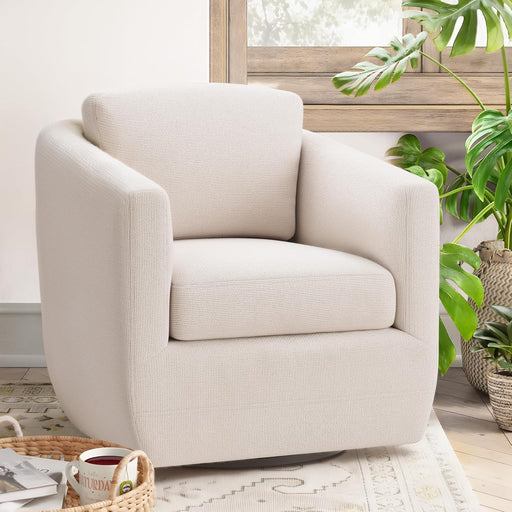 Beige 360 Swivel Armchair Deluxe Pillowtop Comfort