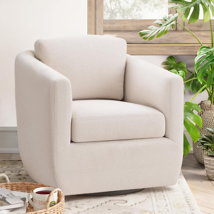 Beige 360 Swivel Armchair Deluxe Pillowtop Comfort