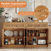 59" W Arched and Fluted Sideboard Buffet Cabinet with Storage, Oak