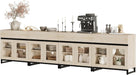 4 in 1 Sideboard Buffet Cabinets with 8 Glass Doors, Modern Sideboard Credenza, Coffee Bar Storage Cabinet for Living Room, Kitchen, Light Oak