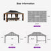 12 Ft.X 18 Ft.Wood Grain Aluminum Power-Coated Frame Galvanized Steel Double Roof Hardtop Gazebo,Hooks, Netting,Curtain