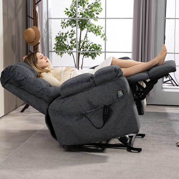 Oversized Power Lift Recliner Big Man 400Lbs, Extra Wide Recliner Chair with Lifts Vertically for Elderly, Features Cup Holder, Heat and Massage, Zero Gravity Lay Flat for Adults (Grey)