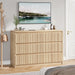 6 Drawer Fluted Dresser, Modern Chest of Drawers for Bedroom with Hidden Handles, Wood Storage Organizer Cabinet for Living Room & Entryway, Oak (15.7" D X 47.3" W X 31.6" H)