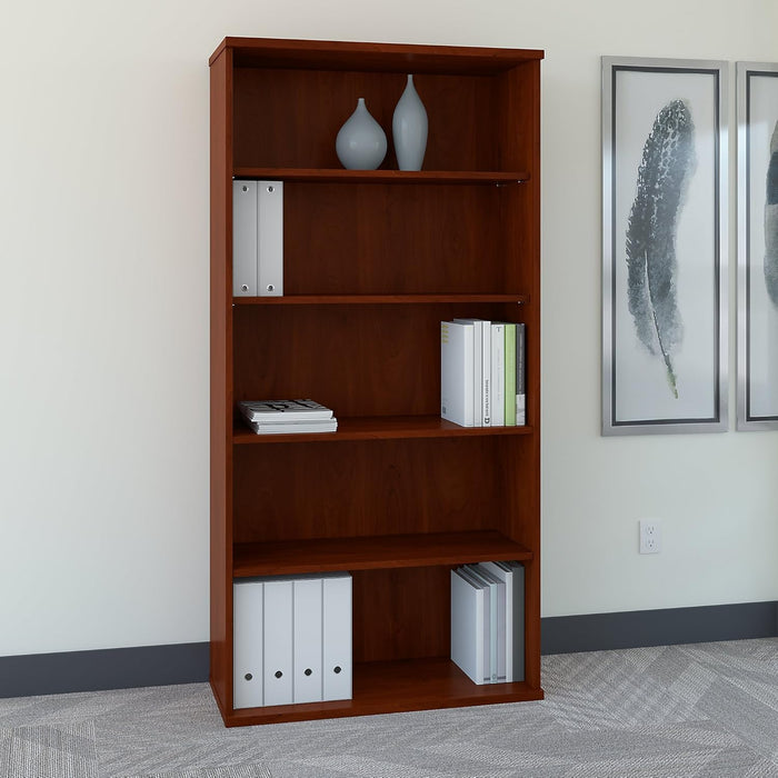 Series C 36W Tall 5 Shelf Bookcase in Hansen Cherry, Large Storage and Display Bookshelf for Home or Professional Office