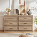 55.1" Wide Farmhouse 6 Drawers Dresser for Bedroom, Oak