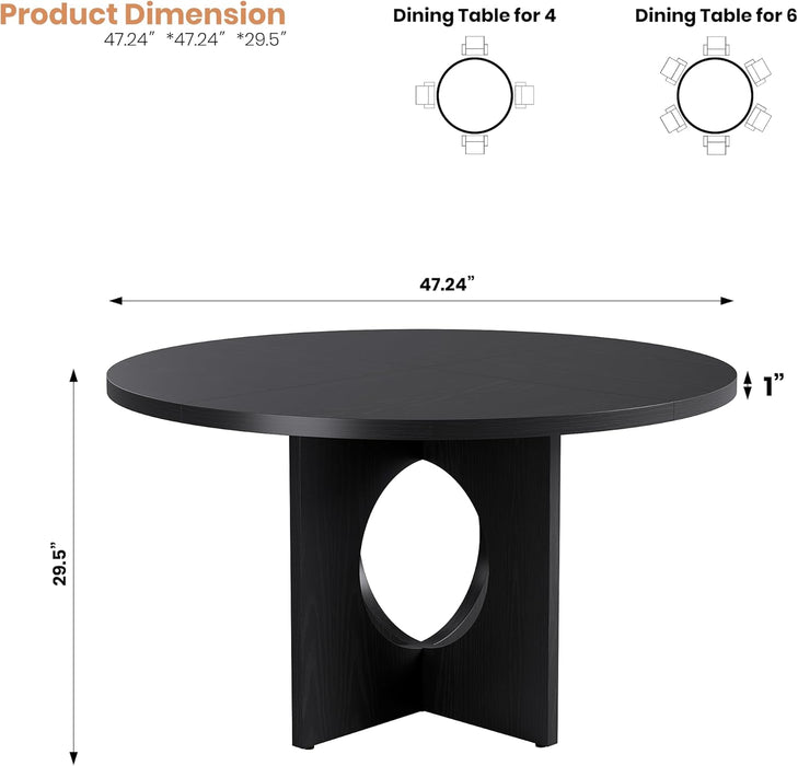 47 Inch CircularLayout Dining Table Black SpaceSaving