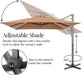 10X10Ft Cantilever Patio Umbrella, 5 Year Fade Resistant 260 GSM Canopy, Smooth Tilt Adjustment, and Aluminum Frame - Tan