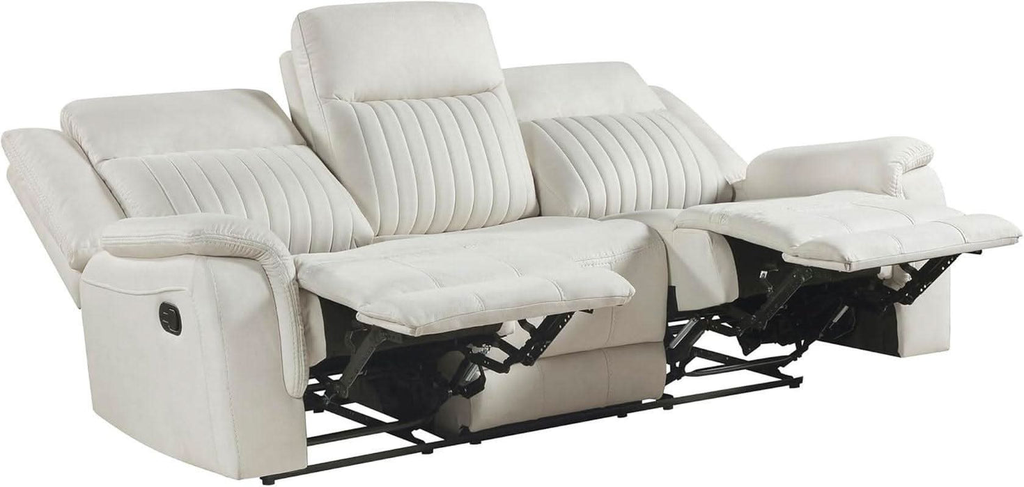 Mnul Double Reclining Sof, Polished Microfiber Upholstered 3 Seter Mnul Sof Recliner for Living Room, Wll Hugger, Esy ssembly, Beige