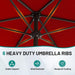 7.5FT Patio Umbrella Table Market Umbrella W/Tilt and Crank Heavy-Duty round Outdoor Umbrellas for Garden, Deck, Backyard,And Pool, Red