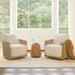 Cream Braid Swivel Contemporary Armchair Metal Frame
