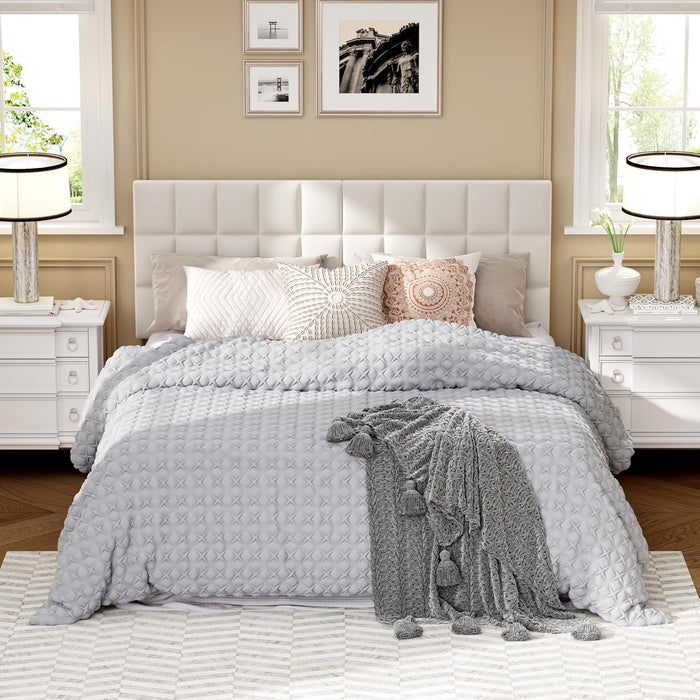 Velvet Upholstered Tufted King Size Headboard,Wood Head Board with Metal Legs, Adjustable Height from 42” to 56”, Bed Headboard in Modern Design,Backboard for Bed, Beige