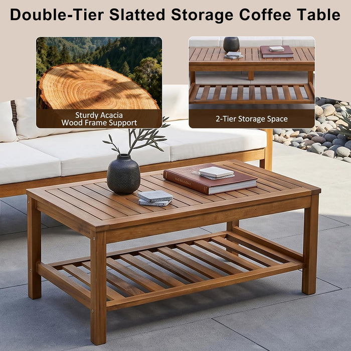 4 Piece Outdoor Conversation Set, Patio Sofa Set with Coffee Table