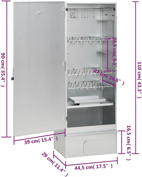 BBQ Oven Smoker with Wood Chips, Outdoor Grill, Smoking Oven for Kitchen Garden Patio, Barbeque, Food Prep Table, Galvanized Steel